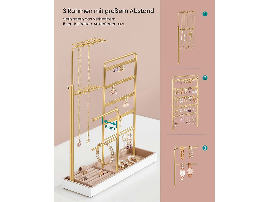 Schmuckständer aus Metall mit Samttablett
