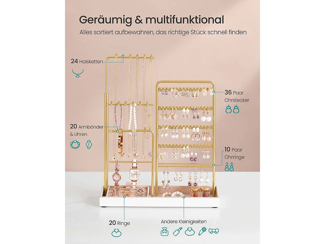 Schmuckständer aus Metall mit Samttablett