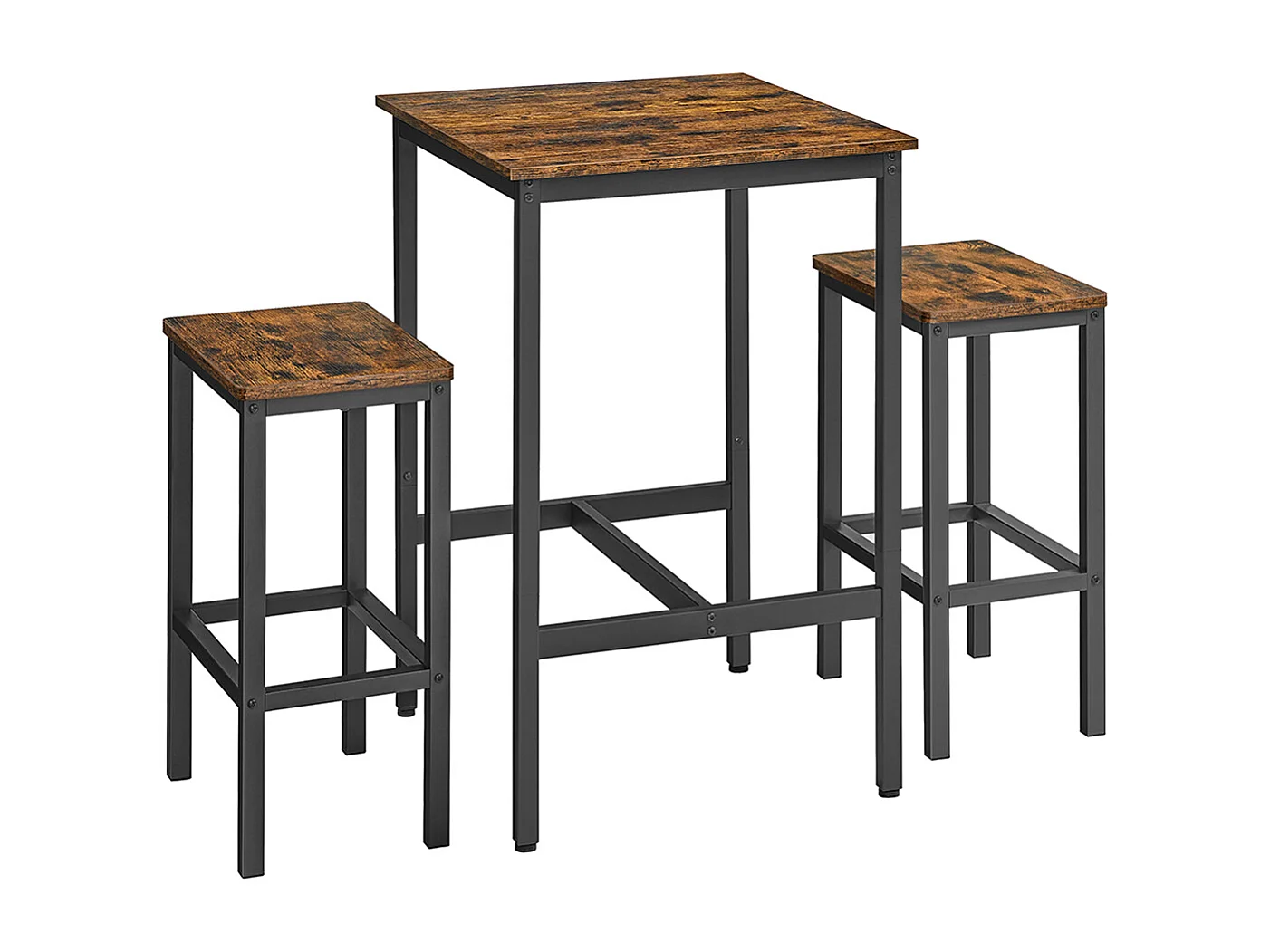 VASAGLE Tavolo da bar con sgabello, tavolo da pranzo con 2 sedie, tavolo da cucina piccolo 60 x 60 x 90 cm, sedie da bar 30 x 40 x 65 cm, per sala da pranzo,