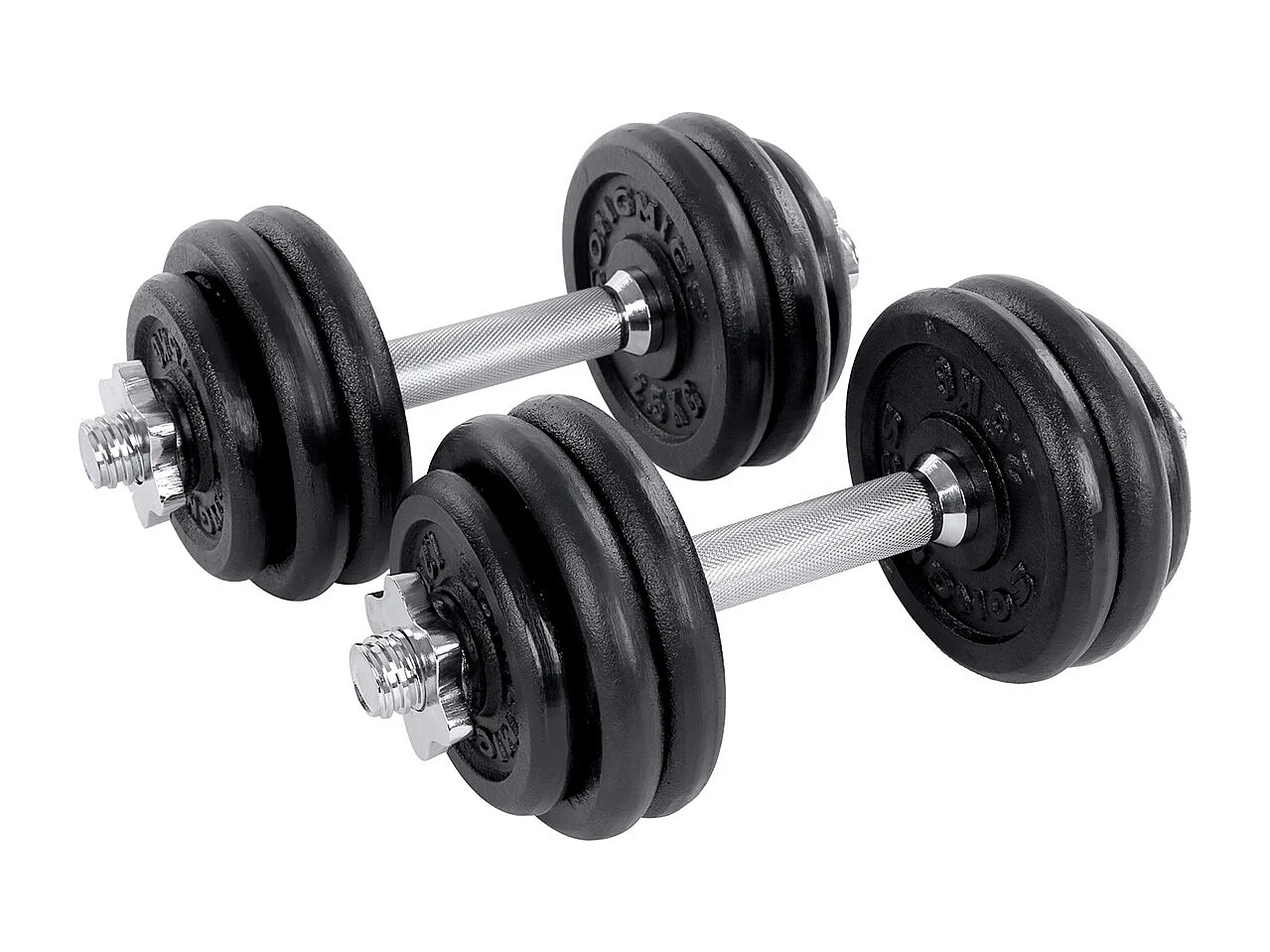 SONGMICS 2-i-1 håndvægtsæt, 2 x 15 kg justerbare vægte i støbejern, med ekstra stålstang, fitnesstræning, vægtløftning, i hjemmegym, sort SYL30LBK