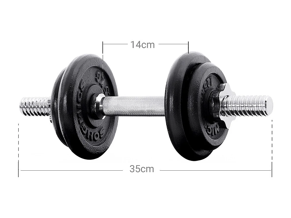 SONGMICS 2-i-1 håndvægtsæt, 2 x 15 kg justerbare vægte i støbejern, med ekstra stålstang, fitnesstræning, vægtløftning, i hjemmegym, sort SYL30LBK