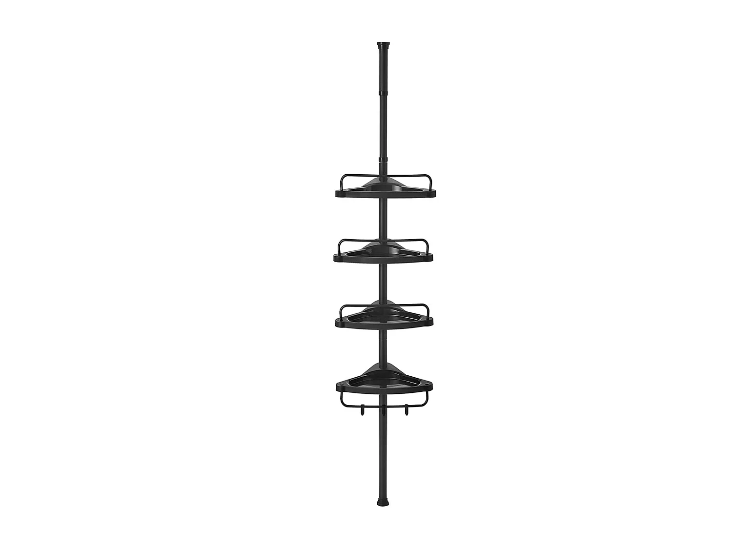 SONGMICS Adjustable Bathroom Corner Shelf, Telescopic Shower Caddy, 85-305 cm, Floor to Ceiling, with 4 Trays, 3 Hooks, Black BCB001B01