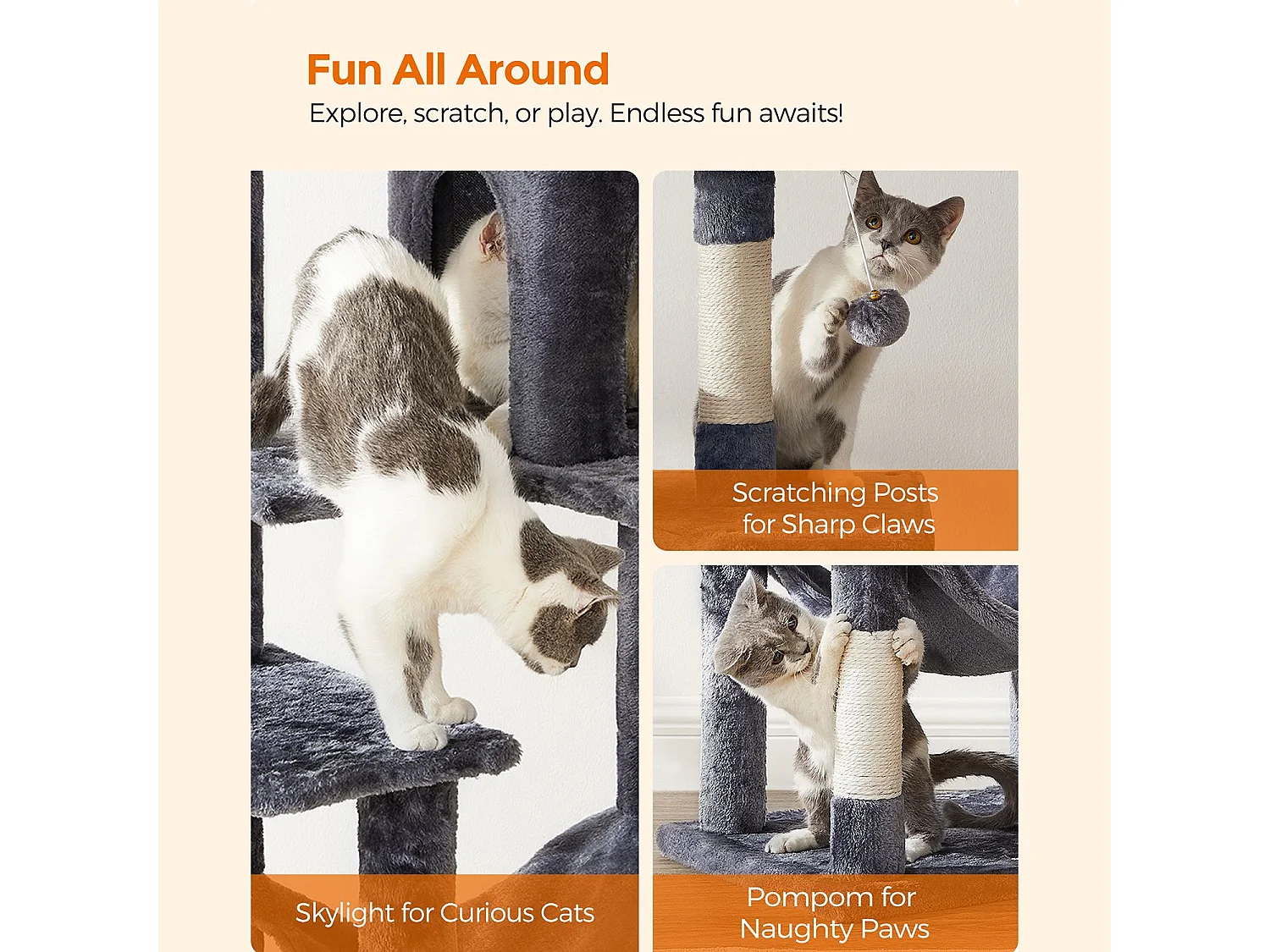 Tour à chat multi-niveaux FEANDREA PCT161G01