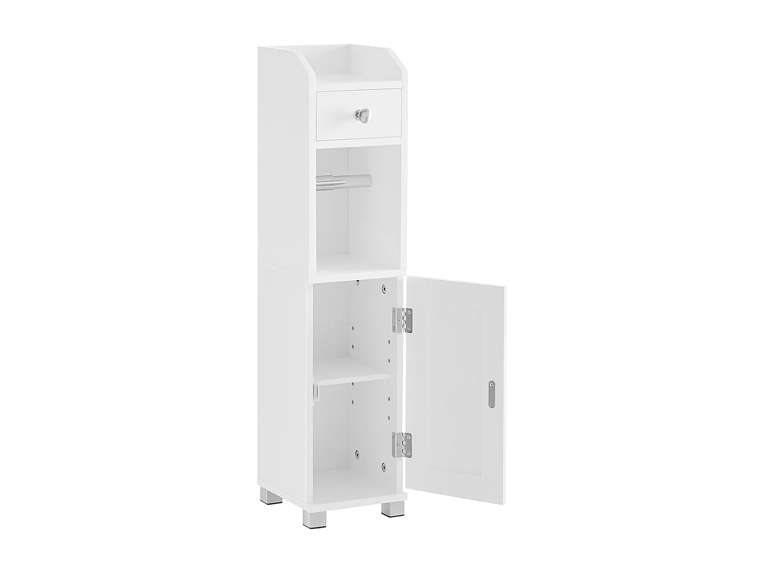 VASAGLE BBC846P31 Toilet Cabinet, Bathroom Cabinet, Bathroom Shelf with Adjustable Shelf, Waterproof Feet, for Small Spaces, White
