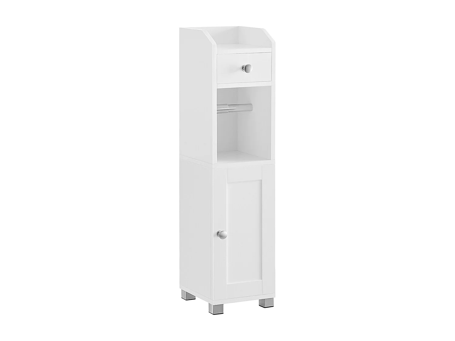 VASAGLE BBC846P31 Toilet Cabinet, Bathroom Cabinet, Bathroom Shelf with Adjustable Shelf, Waterproof Feet, for Small Spaces, White