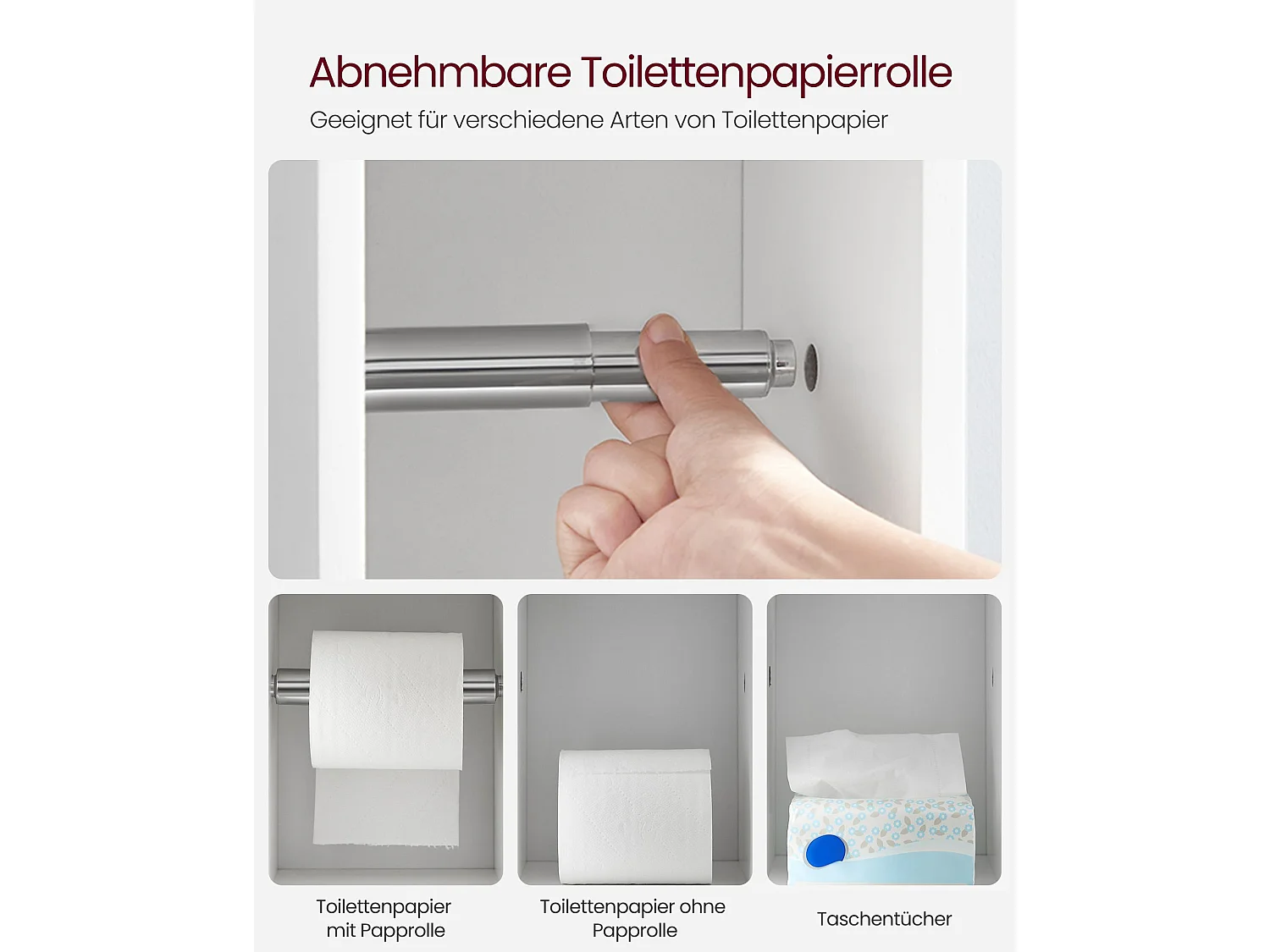 VASAGLE BBC846P31 Toilet Cabinet, Bathroom Cabinet, Bathroom Shelf with Adjustable Shelf, Waterproof Feet, for Small Spaces, White
