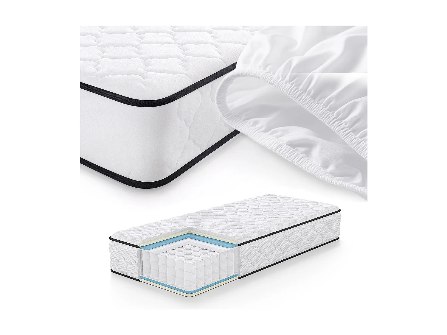 Colchão de molas ensacadas 7 zonas com protetor de colchão H3 80x190 cm