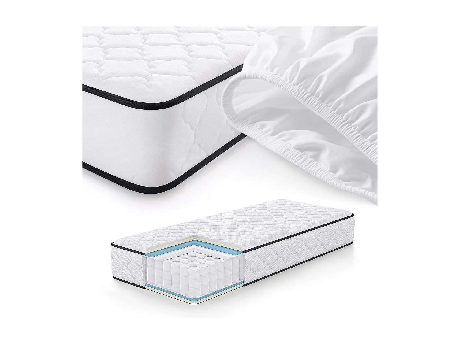 Colchão de molas ensacadas 7 zonas com protetor de colchão H3 80x200 cm