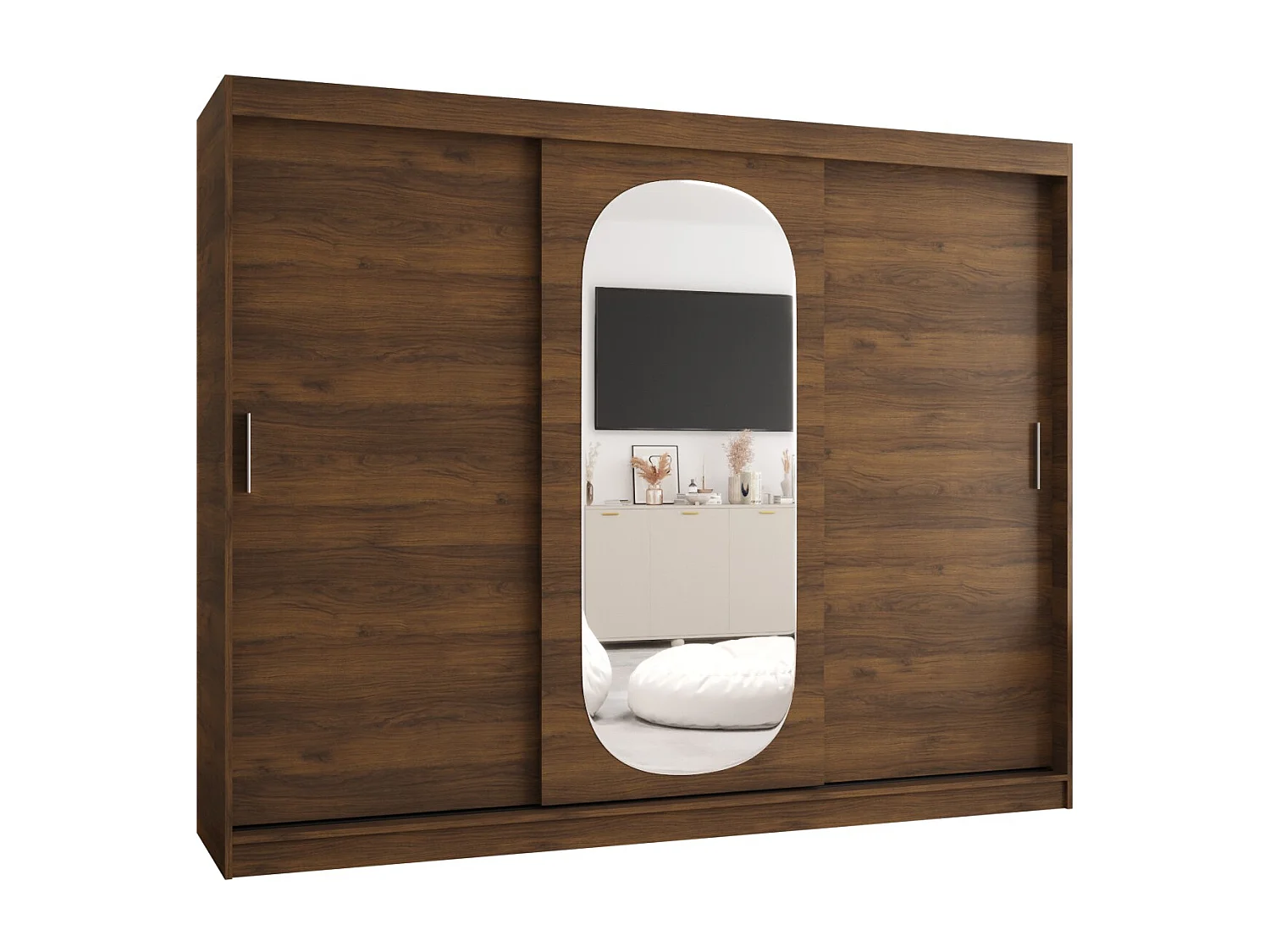 Schuifdeurkast Royal 200/250/62 3 deuren (Warmia-noot)