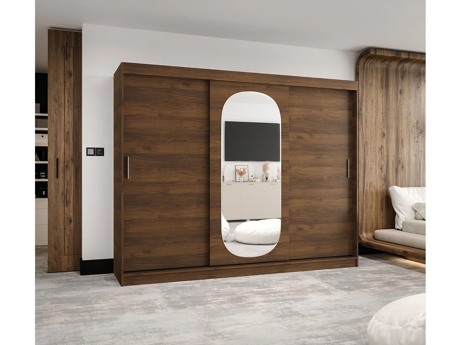 Schuifdeurkast Royal 200/250/62 3 deuren (Warmia-noot)