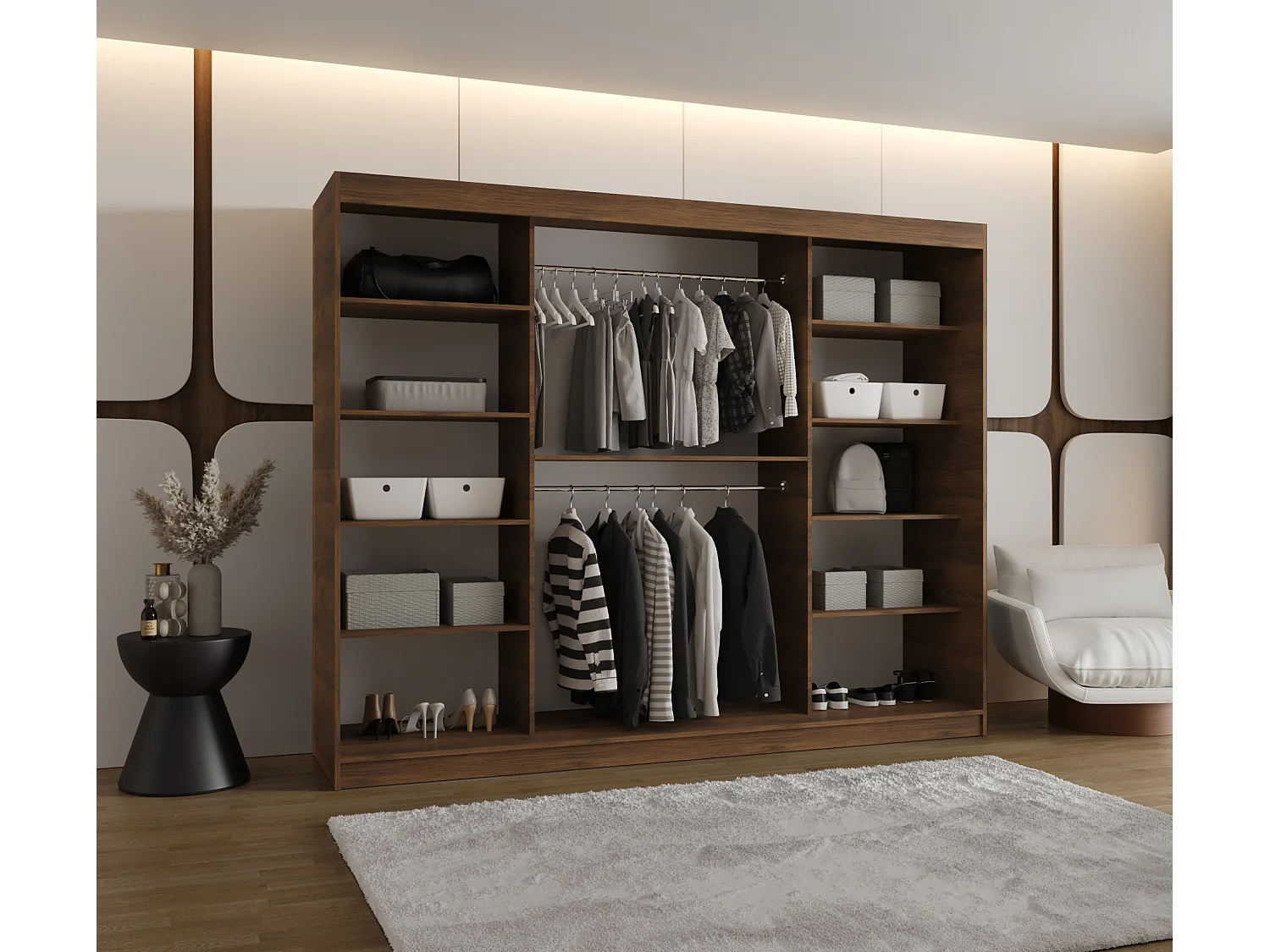 Schuifdeurkast Royal 200/250/62 3 deuren (Warmia-noot)