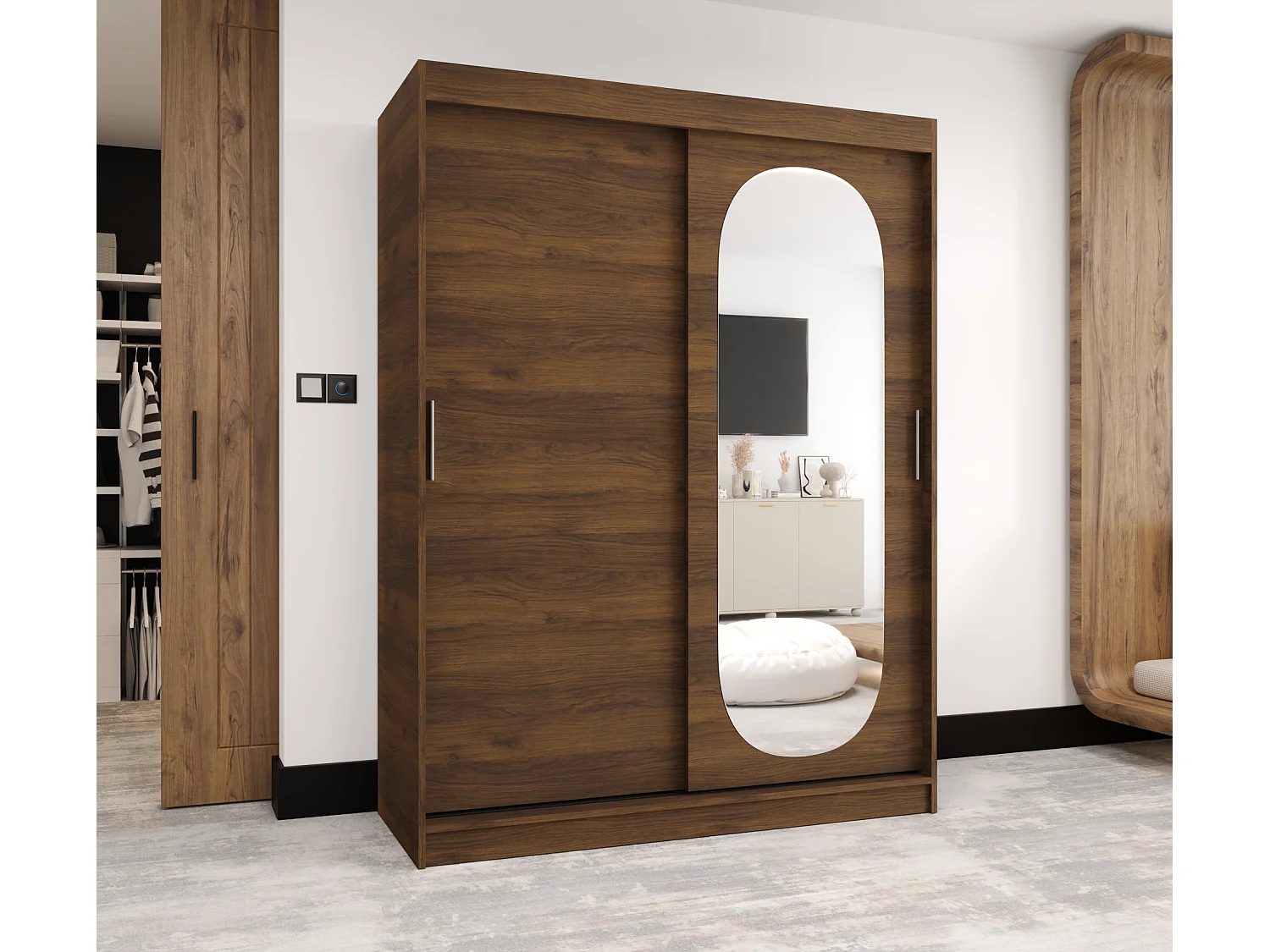 Schuifdeurkast Royal 200/150/62 2 deuren (Warmia-noot)