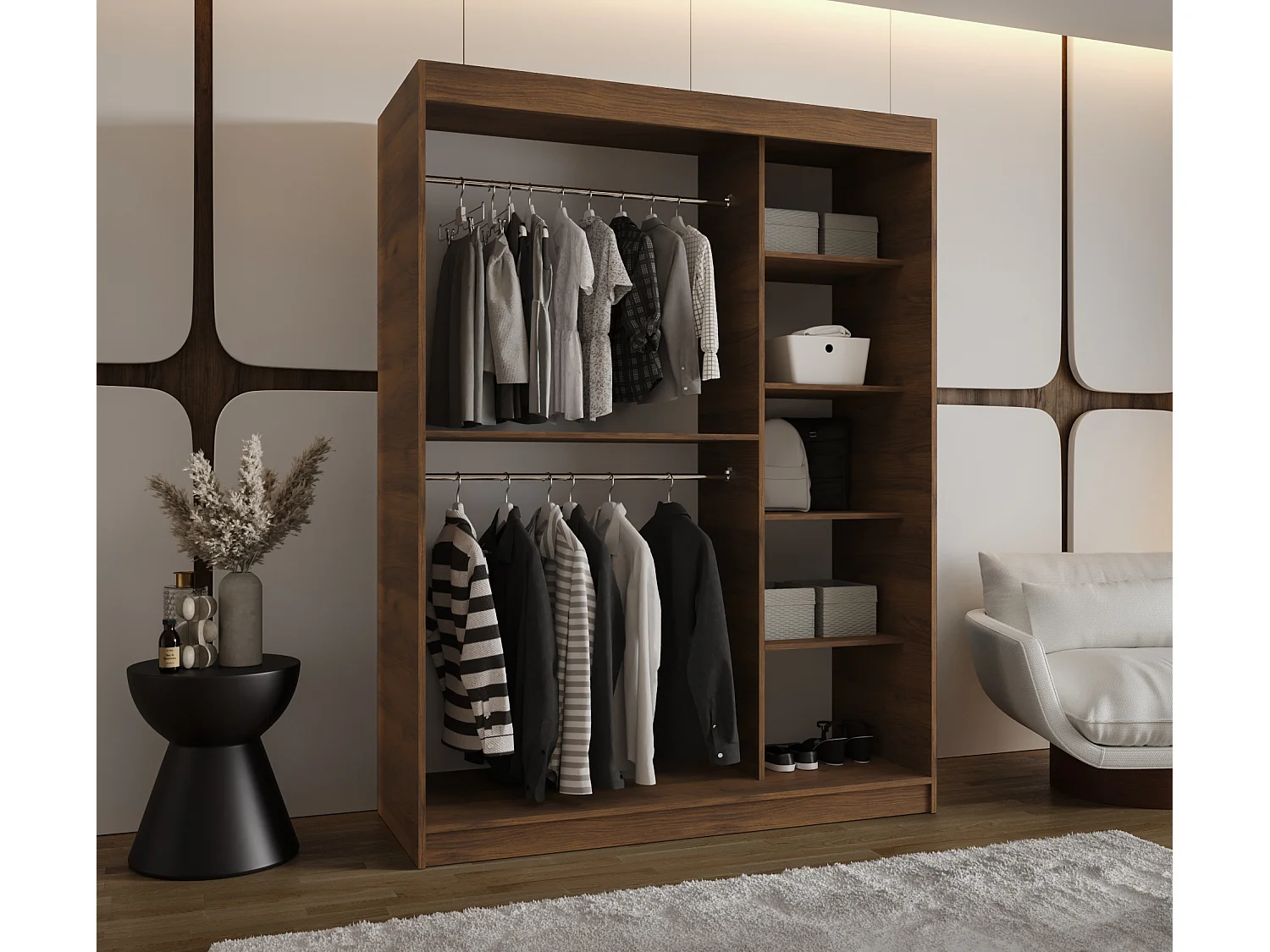 Schuifdeurkast Royal 200/150/62 2 deuren (Warmia-noot)