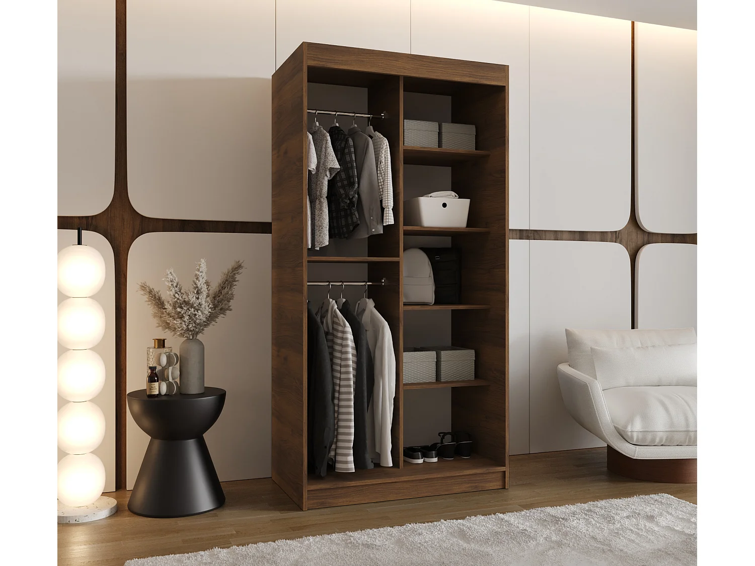 Schuifdeurkast Royal 200/100/62 2 deuren (Warmia-noot)