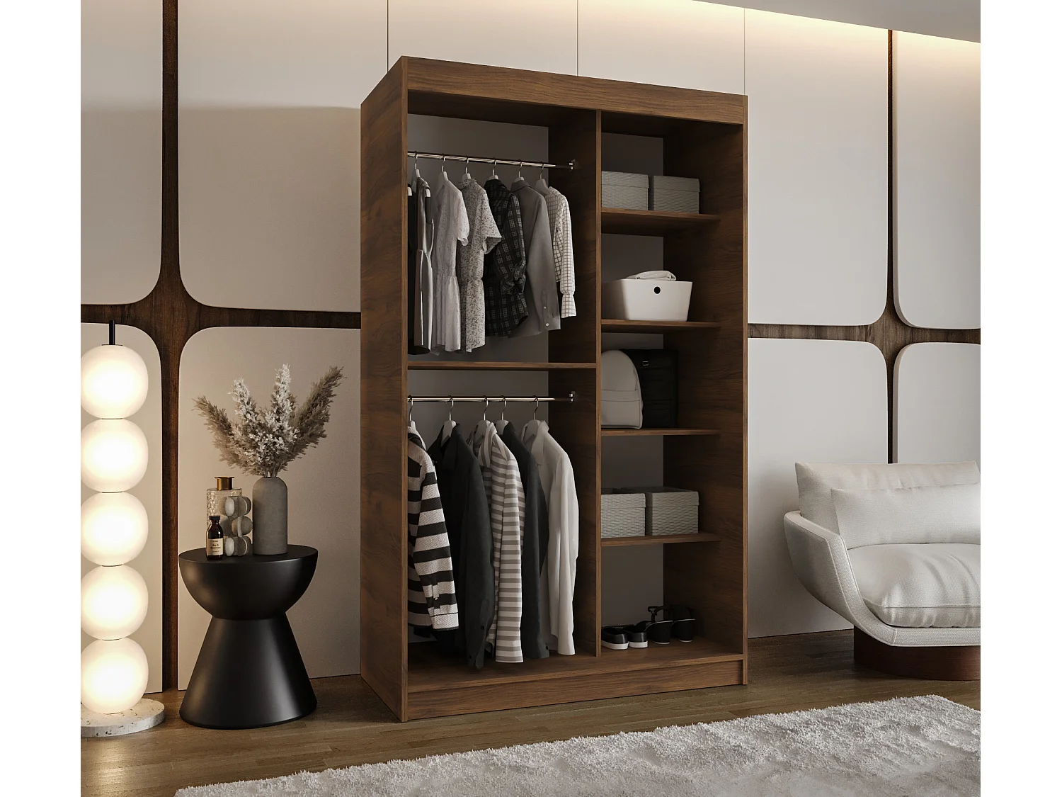 Schuifdeurkast Royal 200/120/62 2 deuren (Warmia-noot)