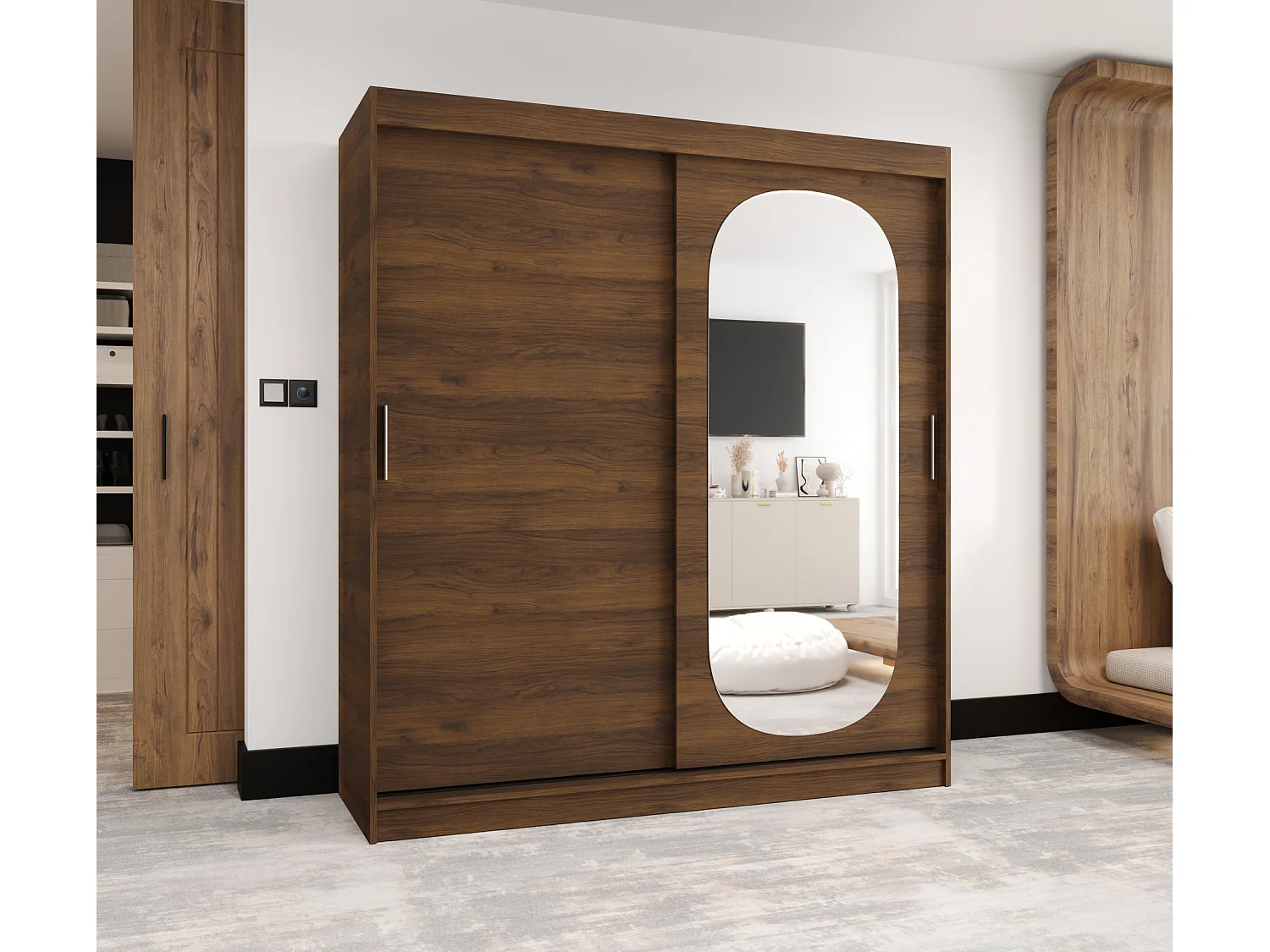 Schuifdeurkast Royal 200/180/62 2 deuren (Warmia-noot)