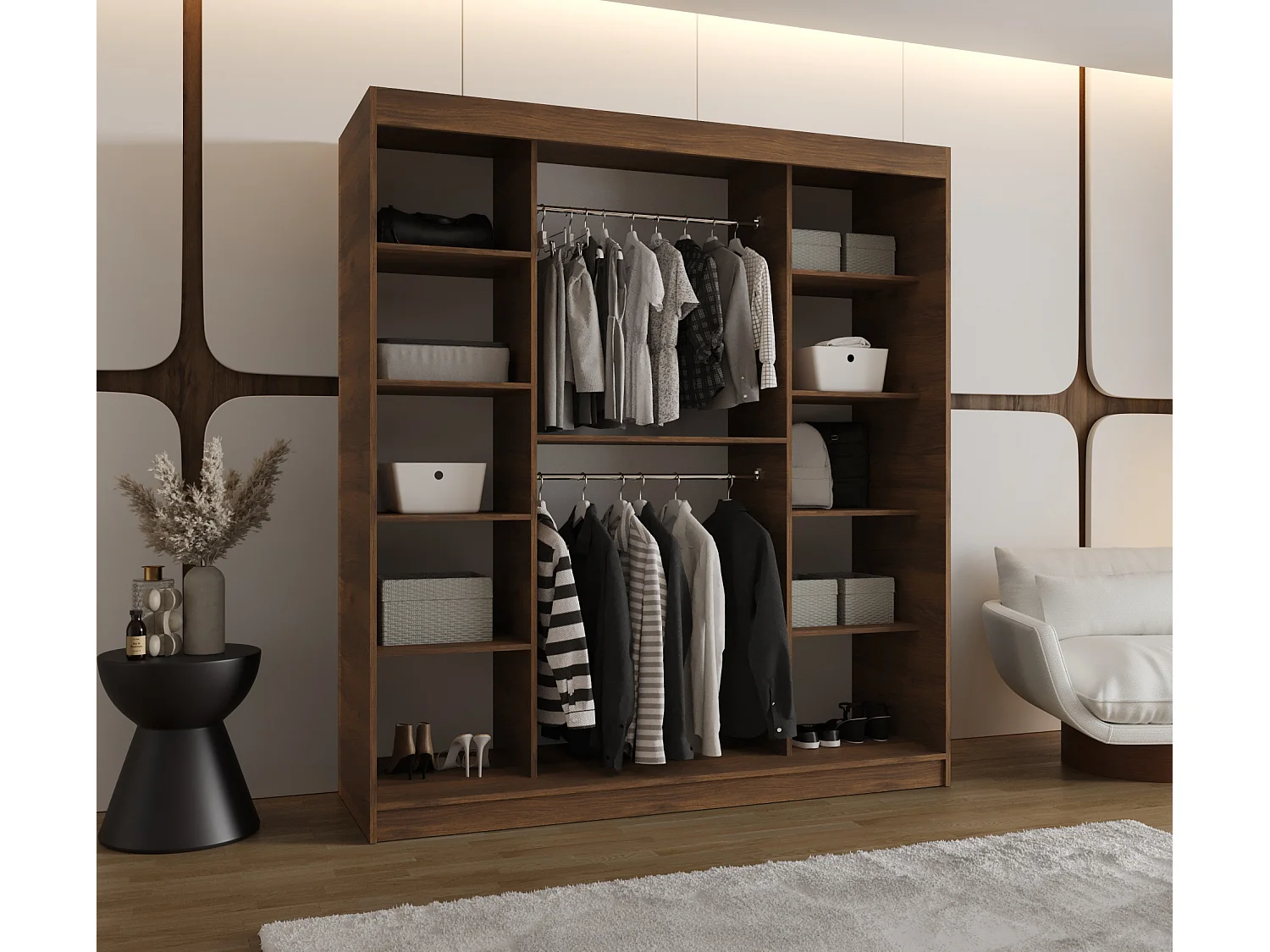 Schuifdeurkast Royal 200/180/62 2 deuren (Warmia-noot)