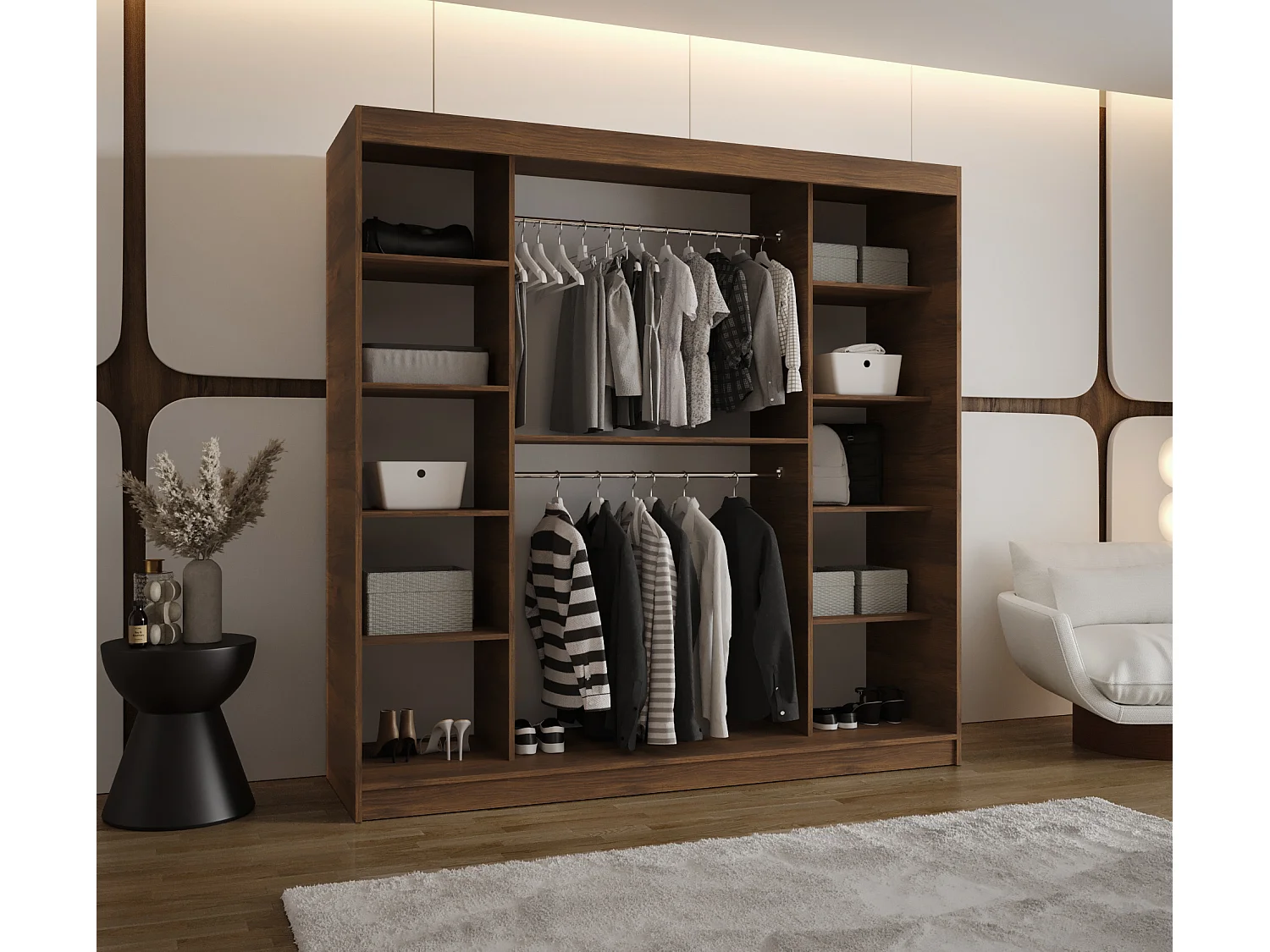 Schuifdeurkast Royal 200/200/62 2 deuren (Warmia-noot)