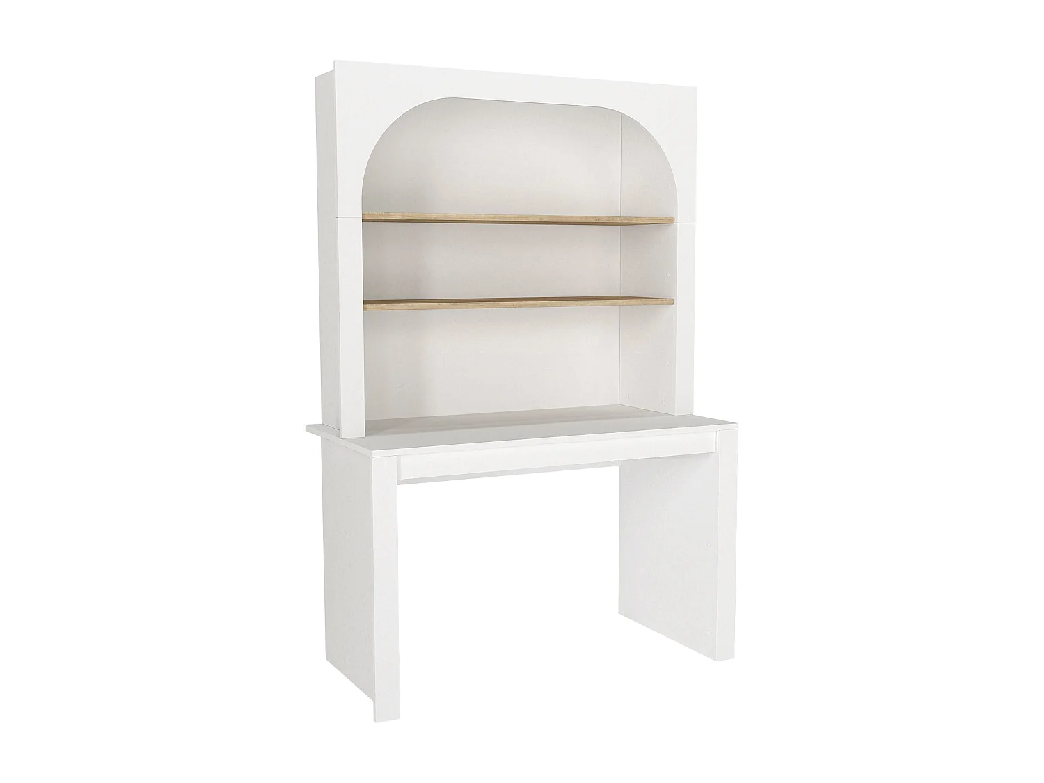 Bureau bibliothèque avec 2 étagères - Blanc et naturel - CYMORA