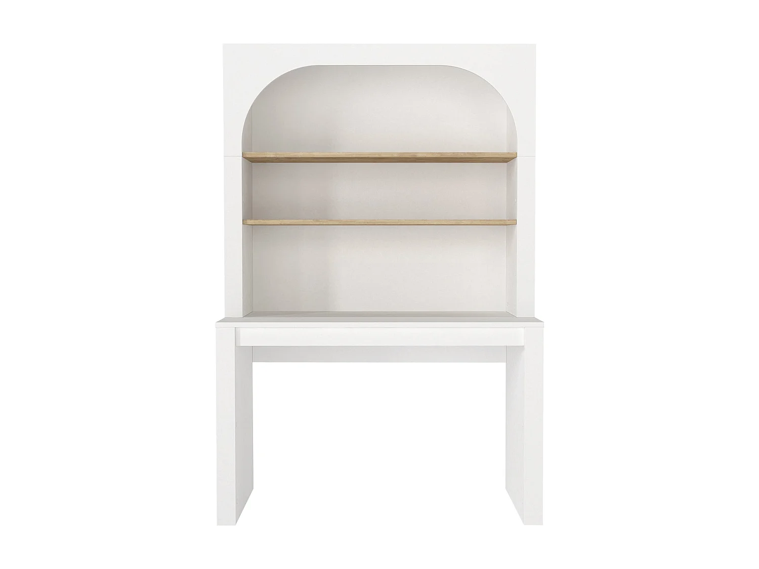 Bureau bibliothèque avec 2 étagères - Blanc et naturel - CYMORA