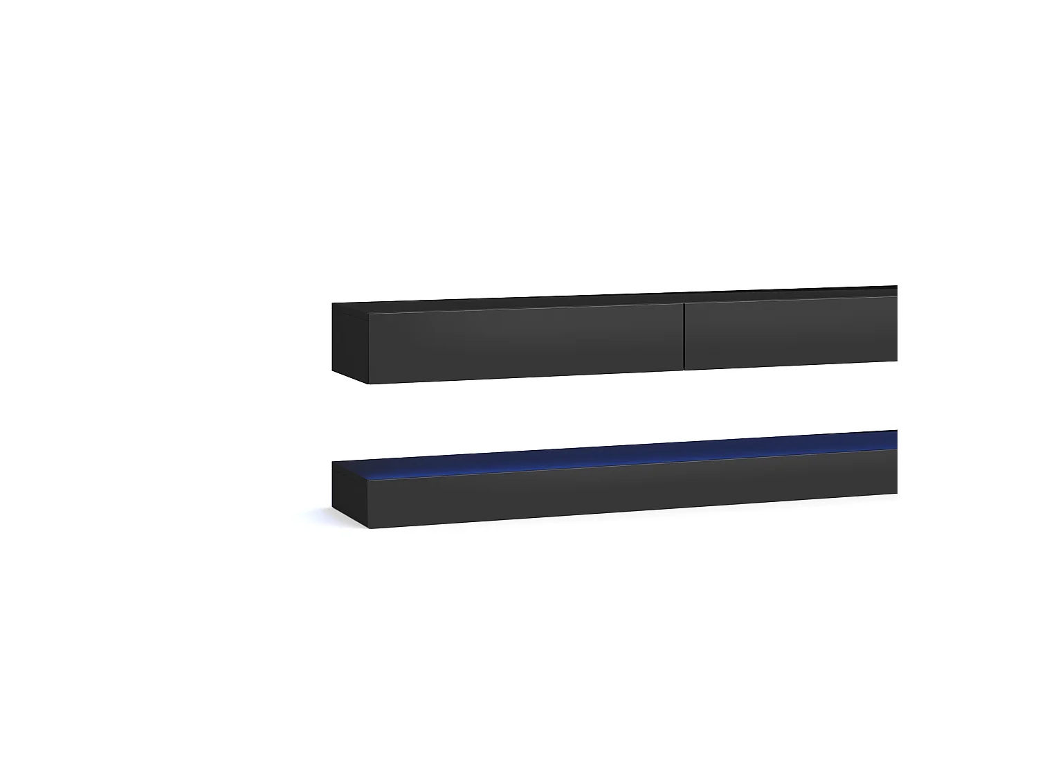 RTV Fly DOUBLE 280 Quatre tiroirs noir avec le devant en noir brillant +LED