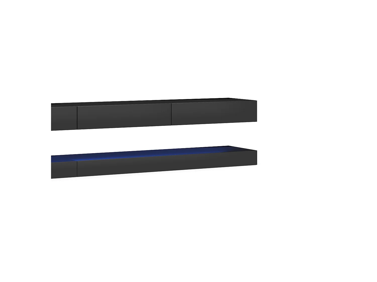 RTV Fly DOUBLE 280 Quatre tiroirs noir avec le devant en noir brillant +LED