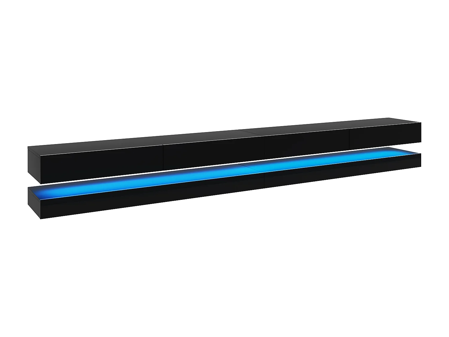 RTV Fly DOUBLE 280 Quatre tiroirs noir avec le devant en noir brillant +LED