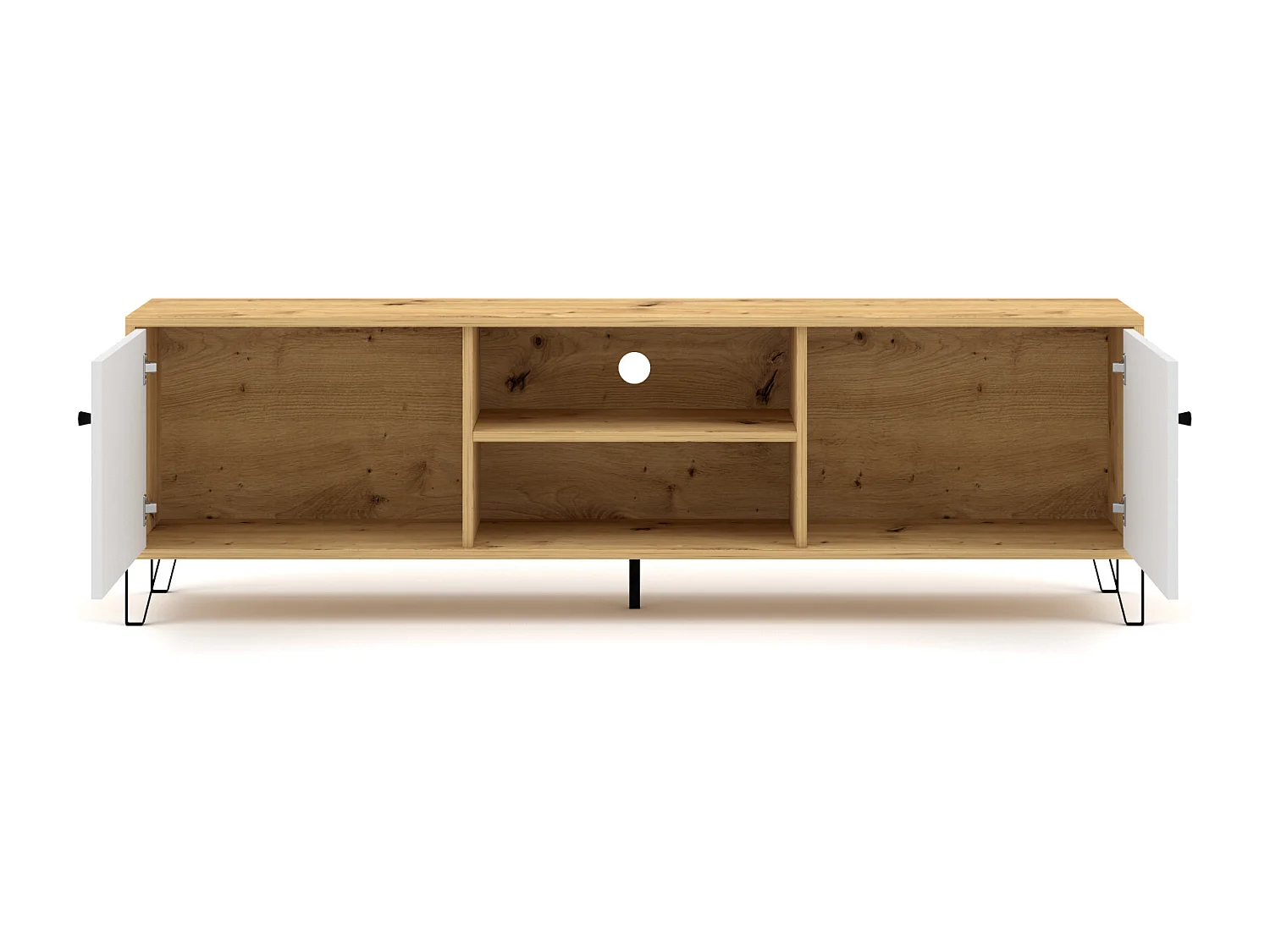 Bilbao RTV avec deux portes et une cavité en chêne artisanal avec des façades blanches