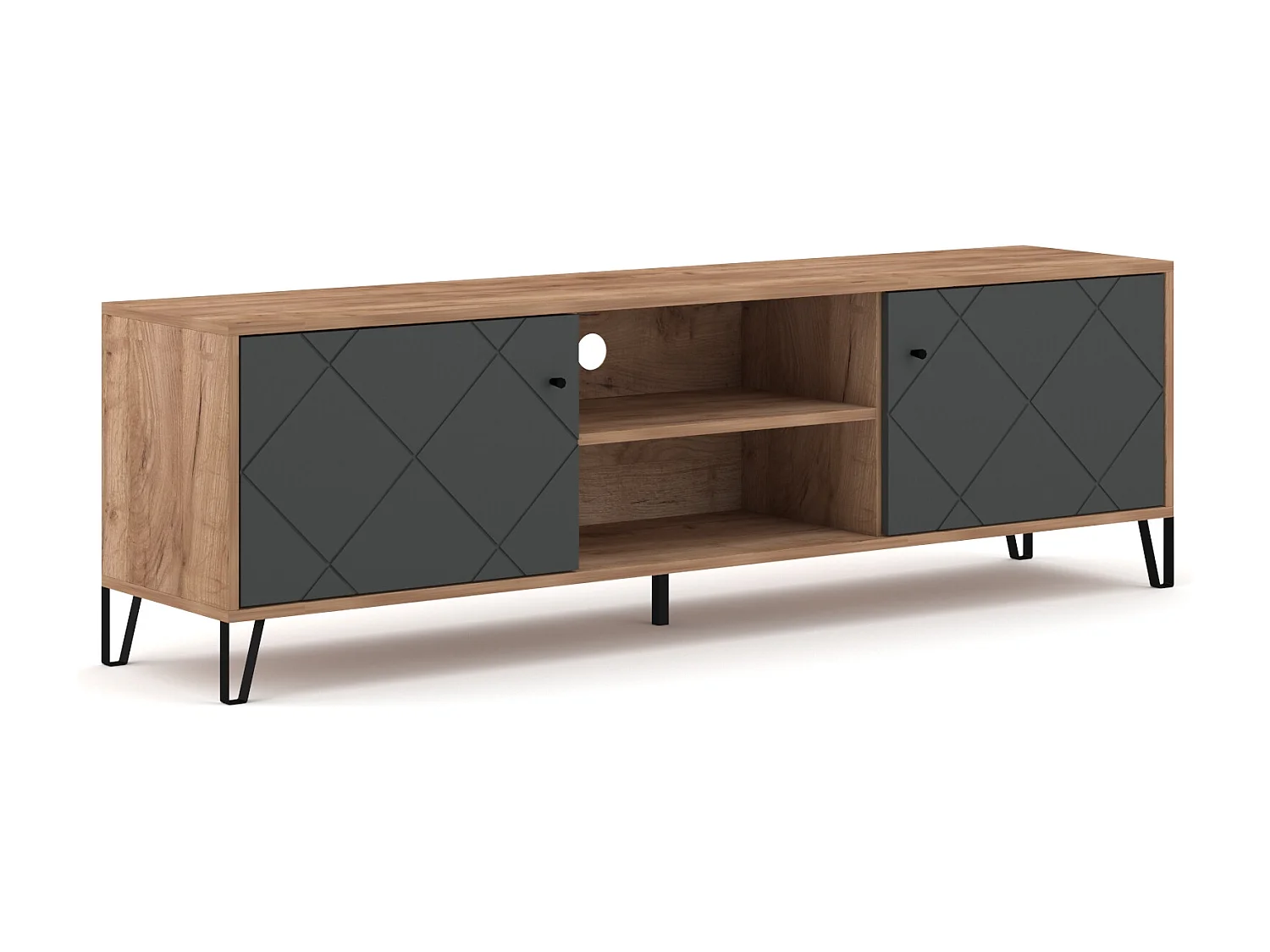 TV Tabaco à deux portes à simple encastrement artisanal Bilbao avec façades en graphite