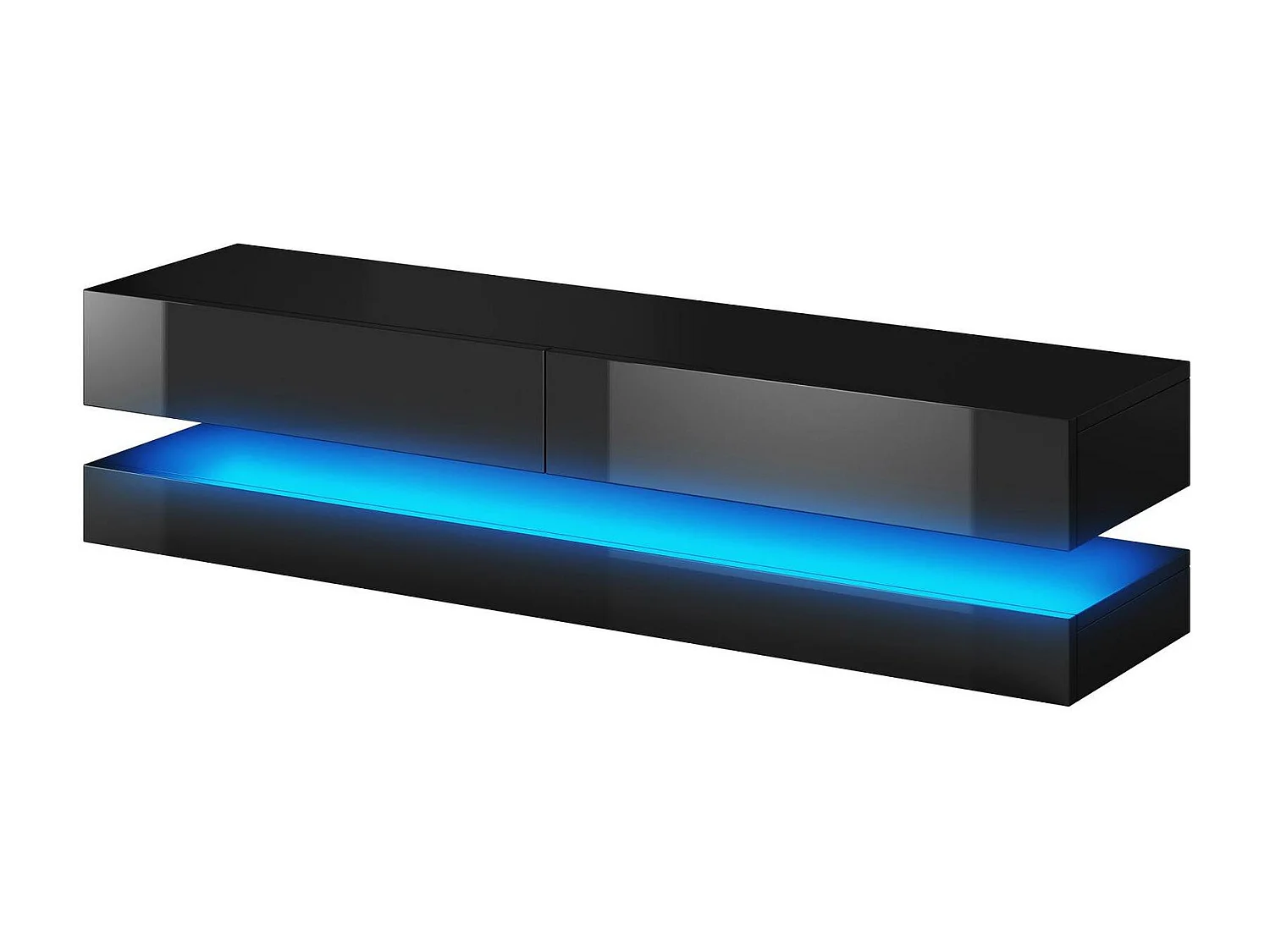 RTV Fly 140 avec deux tiroirs noirs et face avant en noir brillant +LED