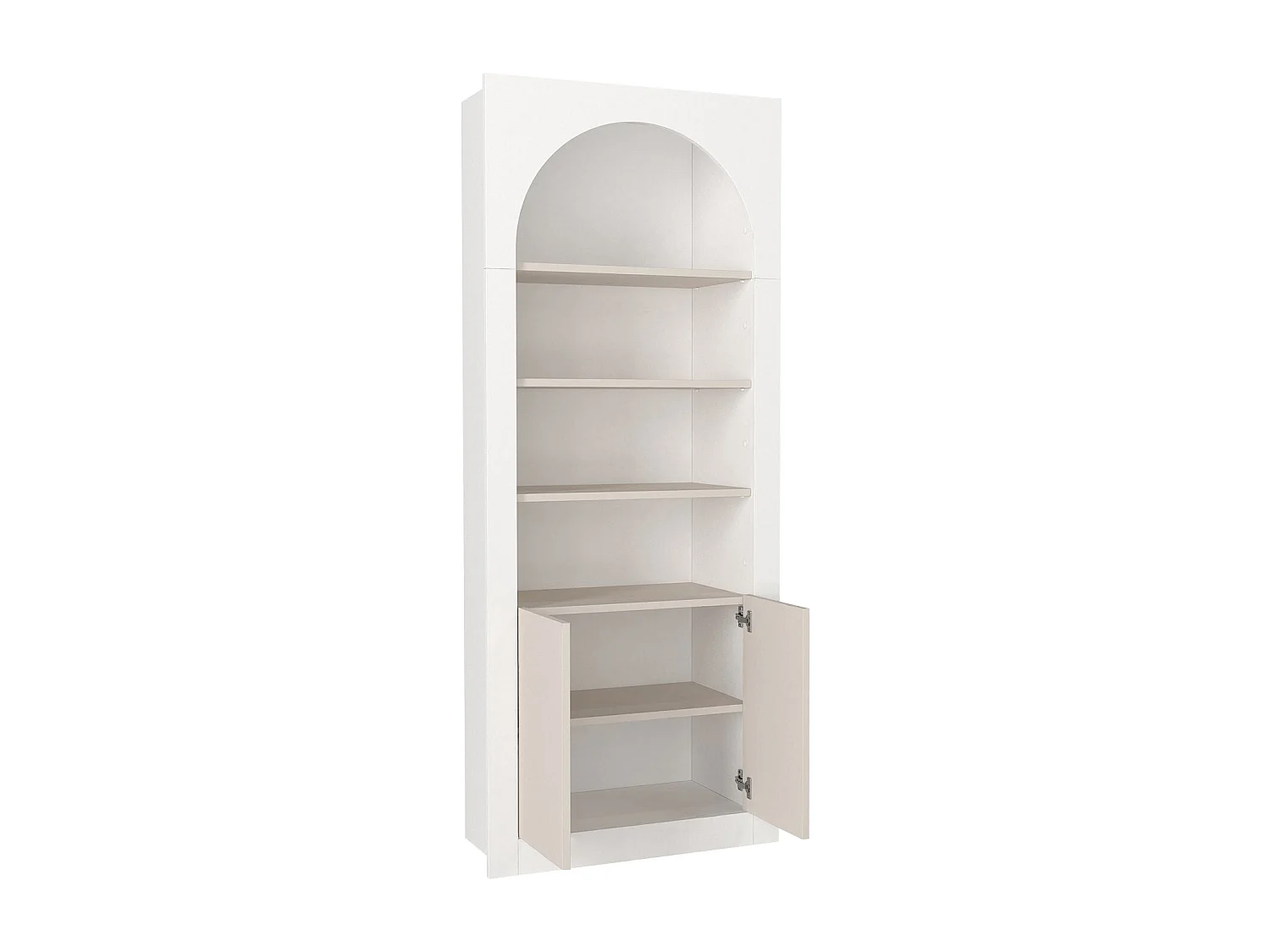 Bibliothèque avec 4 niches et 2 portes - Blanc et Beige - CYMORA
