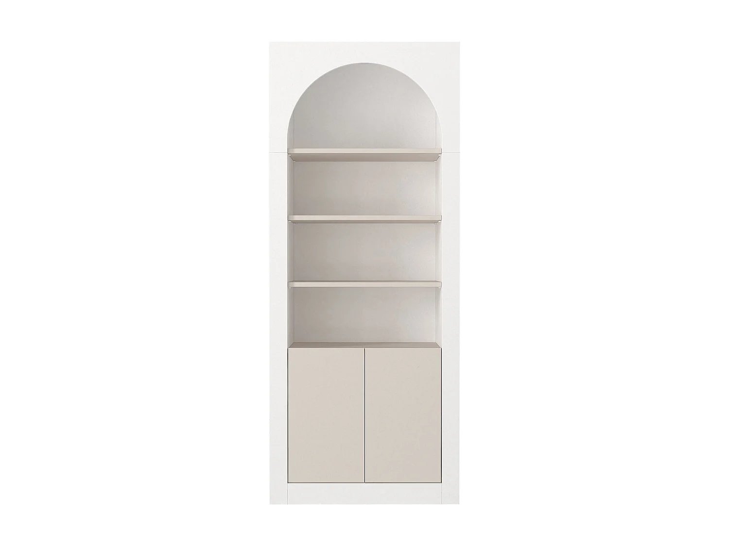 Bibliothèque avec 4 niches et 2 portes - Blanc et Beige - CYMORA