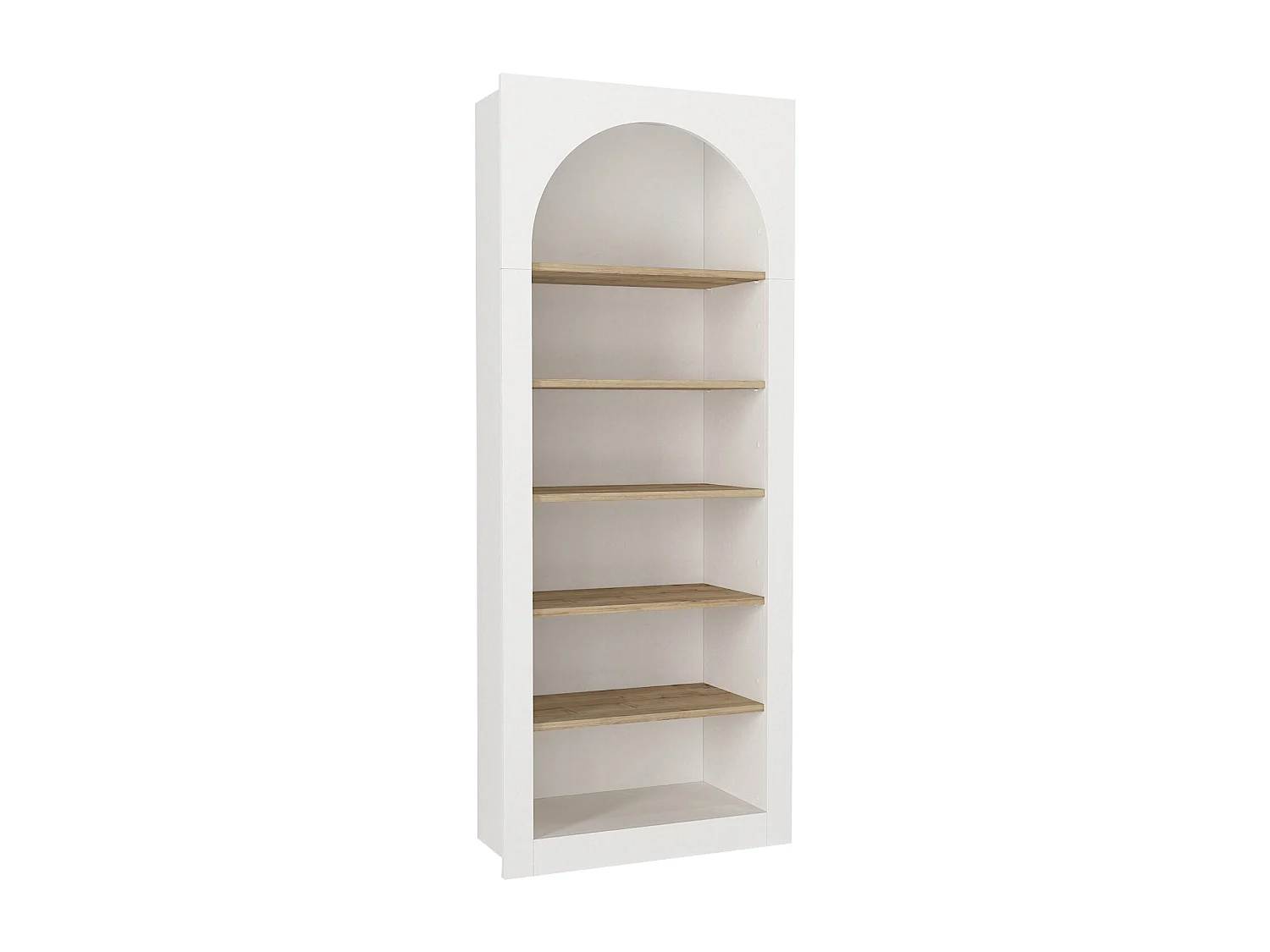 Bibliothèque avec 6 niches - Blanc et Naturel clair - CYMORA