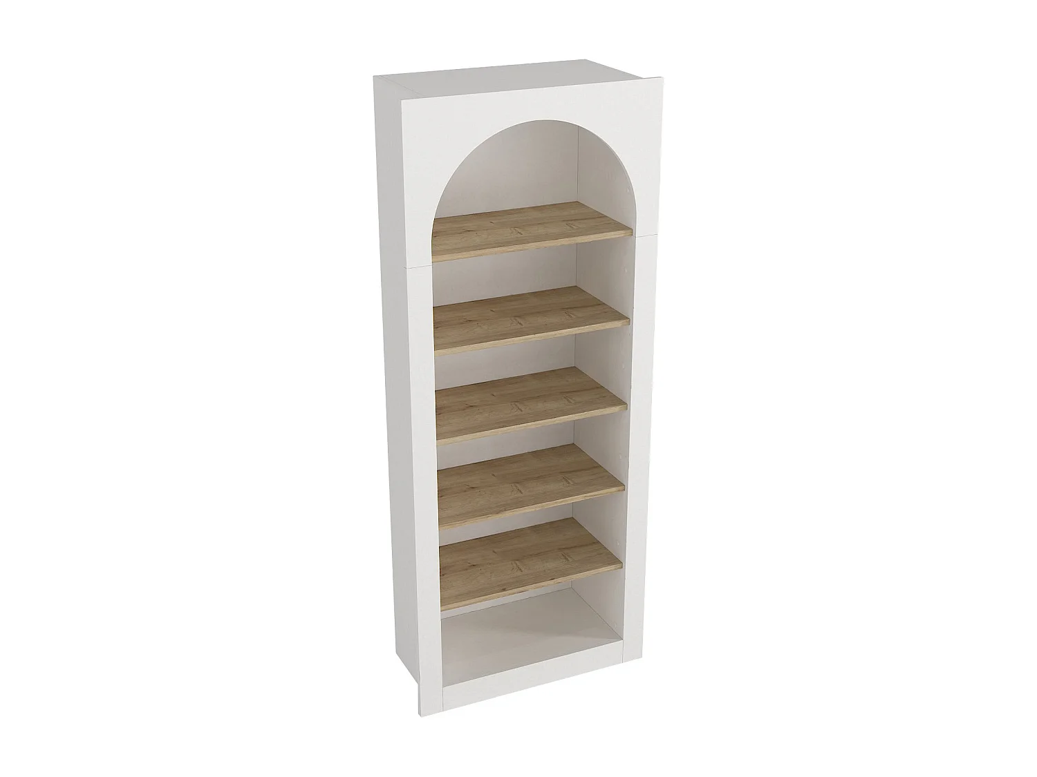 Bibliothèque avec 6 niches - Blanc et Naturel clair - CYMORA