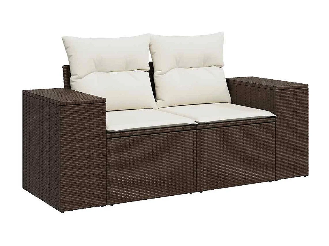 Garden Furniture - Salon de jardin 10 pcs avec coussins marron résine tressée