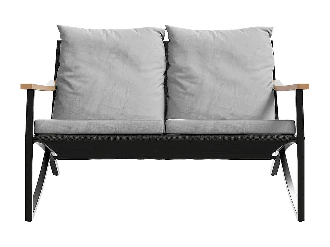 5 pcs conjunto mobiliário de varanda com almofadões aço preto