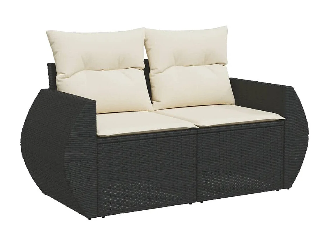 Garden Furniture - Set Divani da Giardino 10pz con Cuscini in Polyrattan Nero