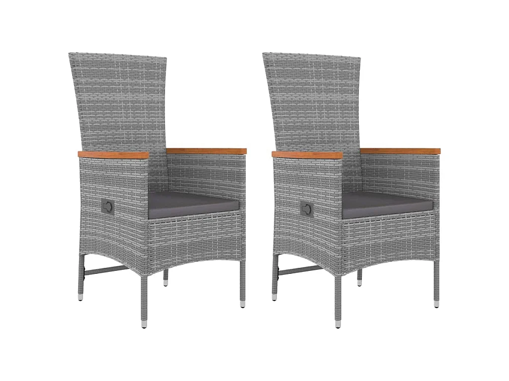 Garden Furniture - 3-tlg. Garten-Lounge-Set Grau Poly Rattan & Massivholz Akazie