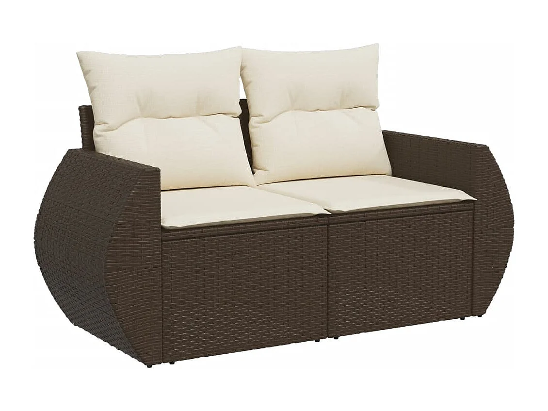 Garden Furniture - Set Divani da Giardino 10pz con Cuscini in Polyrattan Marrone