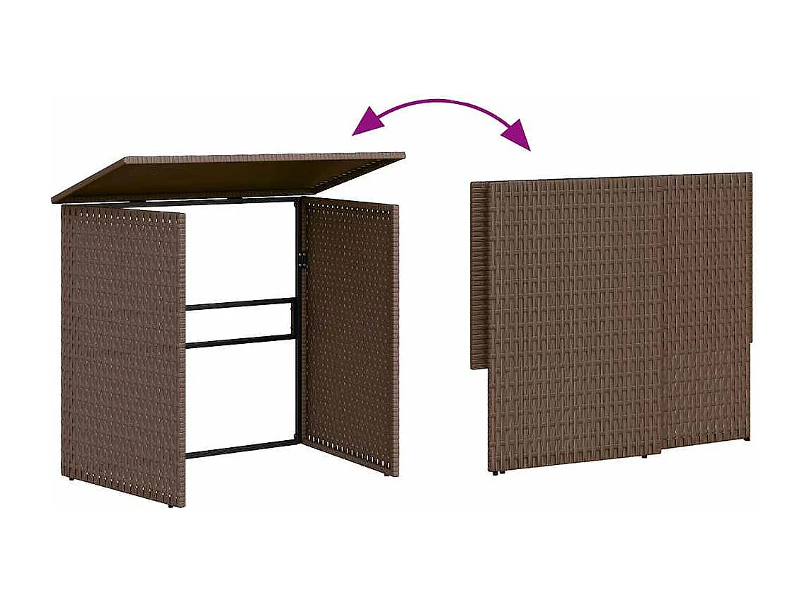 Garden Furniture - Gartensofa in L-Form mit Tisch und Kissen Braun Poly Rattan