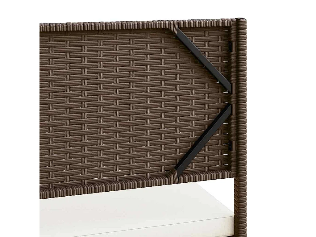 Garden Furniture - Gartensofa in L-Form mit Tisch und Kissen Braun Poly Rattan