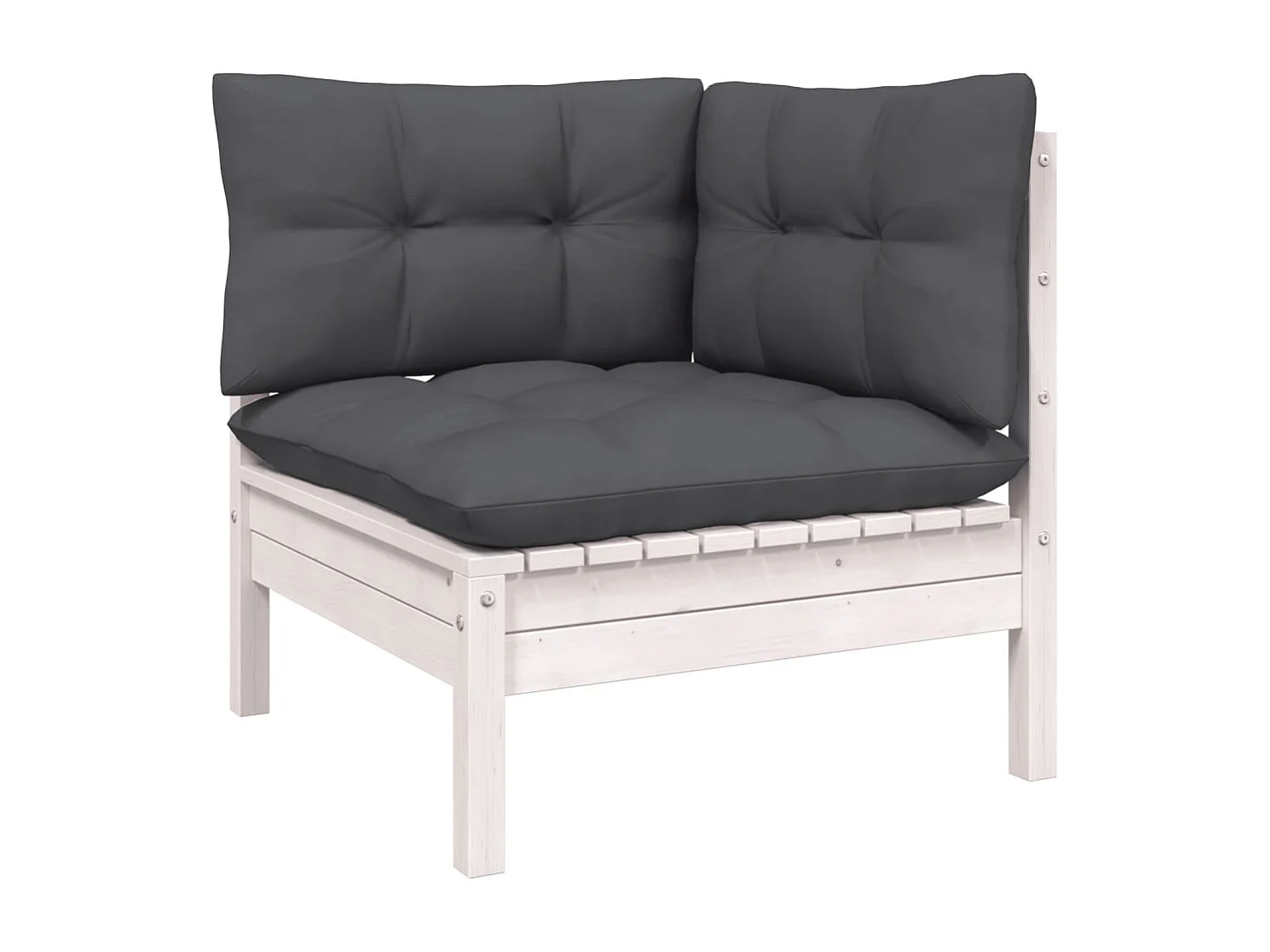 10 pcs conj. lounge de jardim c/ almofadões pinho maciço branco