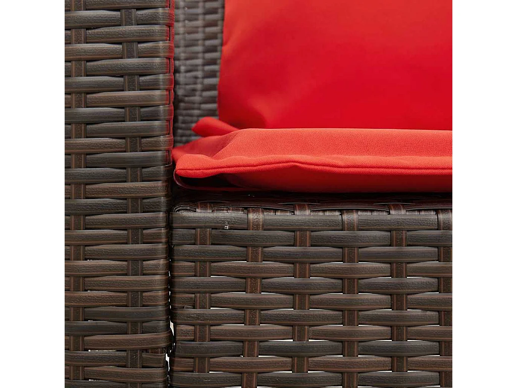 Garden Furniture - Canapé de jardin avec coussins marron résine tressée