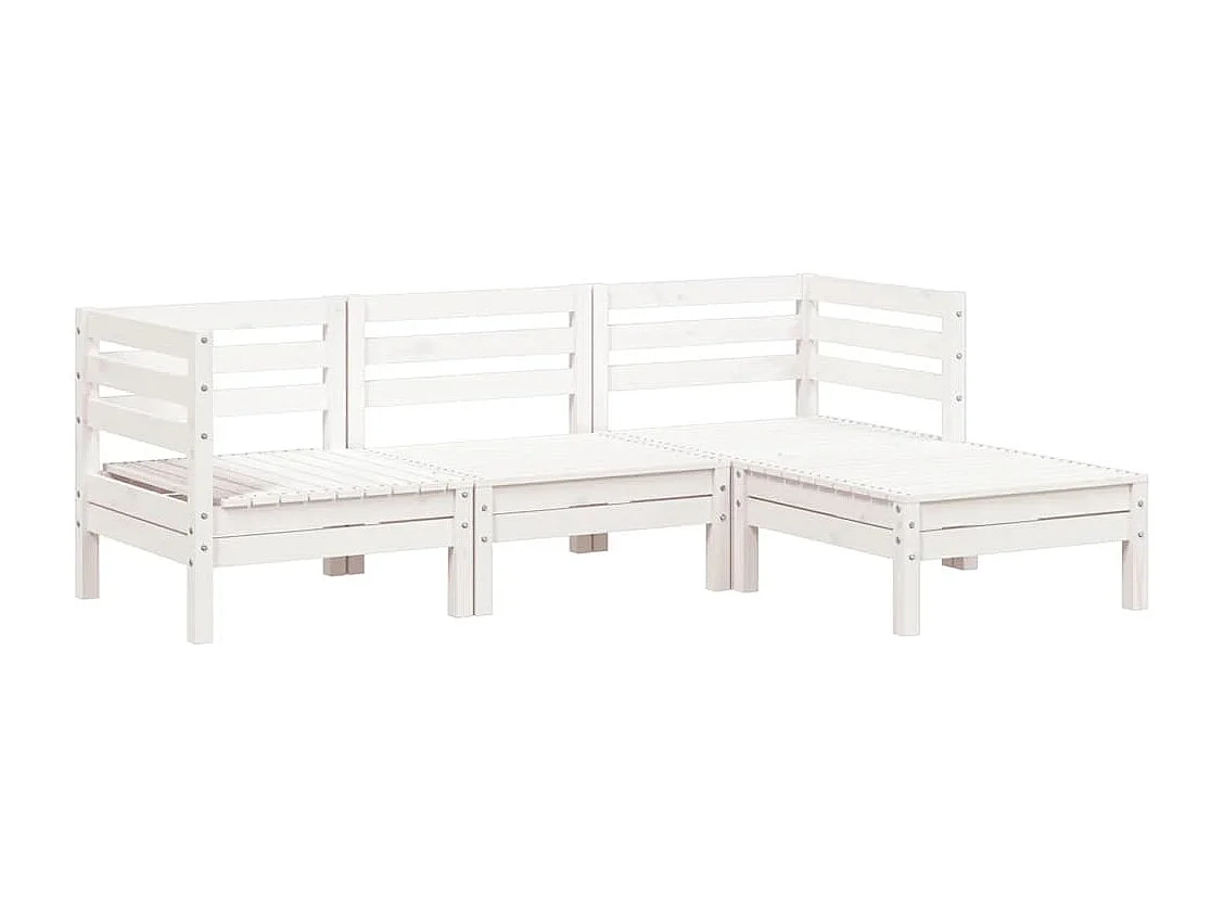 Sofá de 3 lugares p/ jardim c/ apoio de pés pinho maciço branco
