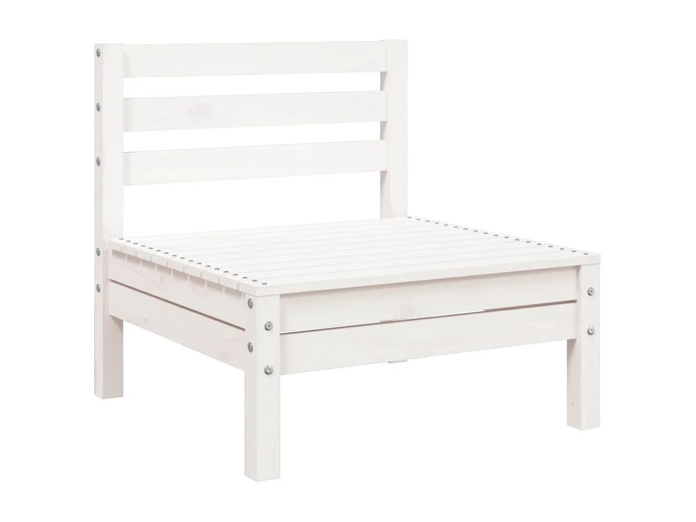 Sofá de 3 lugares p/ jardim c/ apoio de pés pinho maciço branco