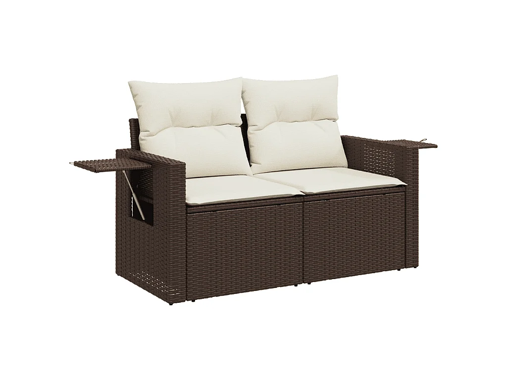 Garden Furniture - Set Divani da Giardino 10pz con Cuscini in Polyrattan Marrone