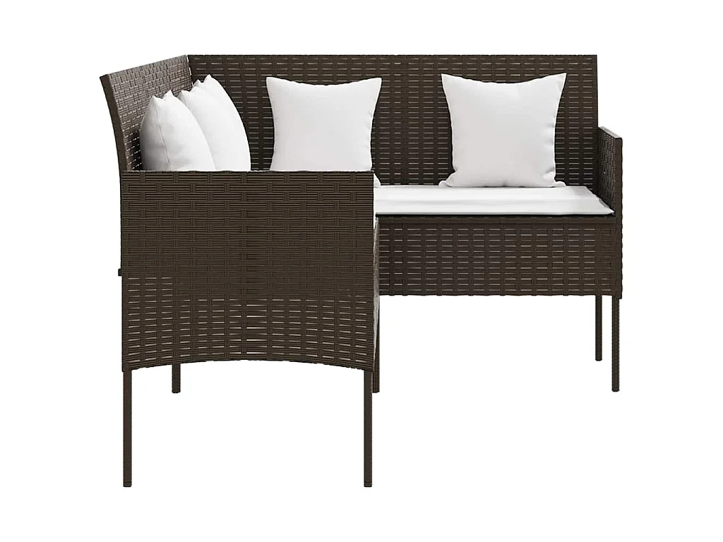 Garden Furniture - Set Divano a L con Cuscini 5 pz Marrone in Polyrattan