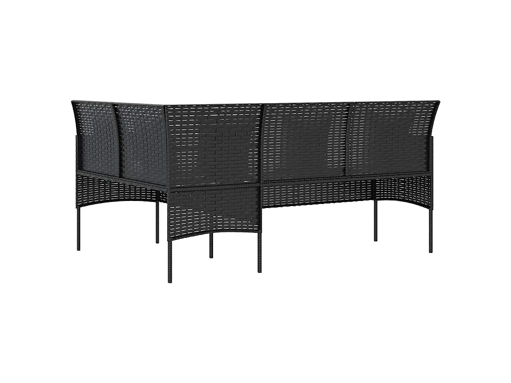 5 pcs conjunto sofás formato L c/ almofadões vime PE preto