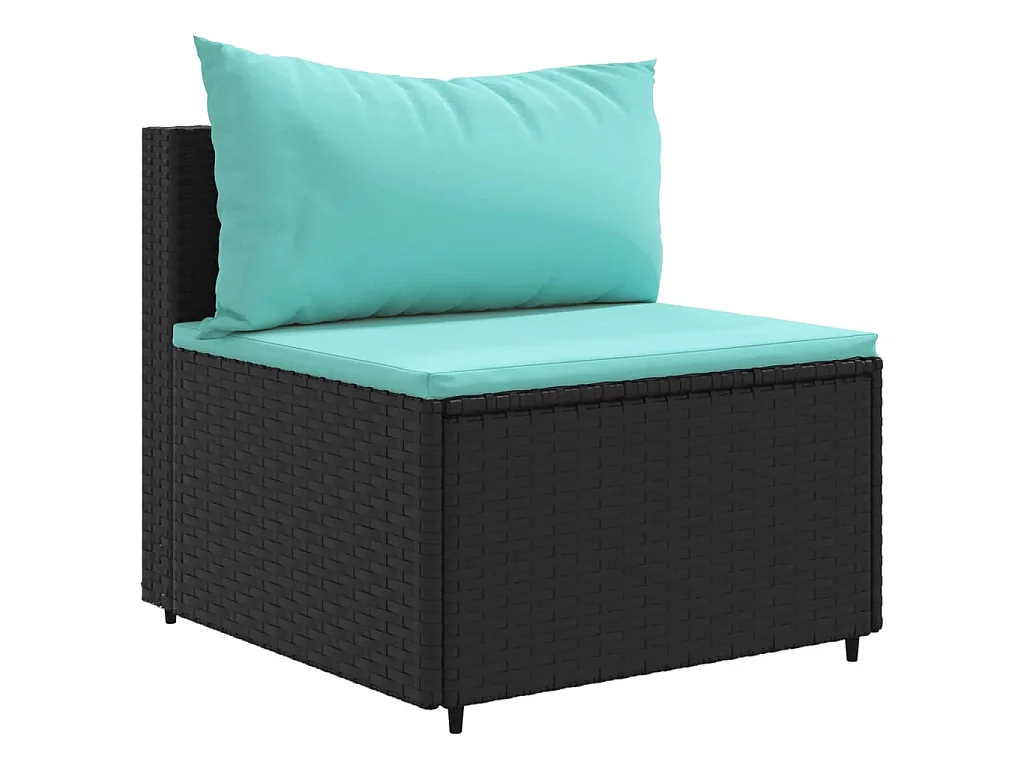 Garden Furniture - Set Salotto da Giardino 10pz con Cuscini in Polyrattan Nero