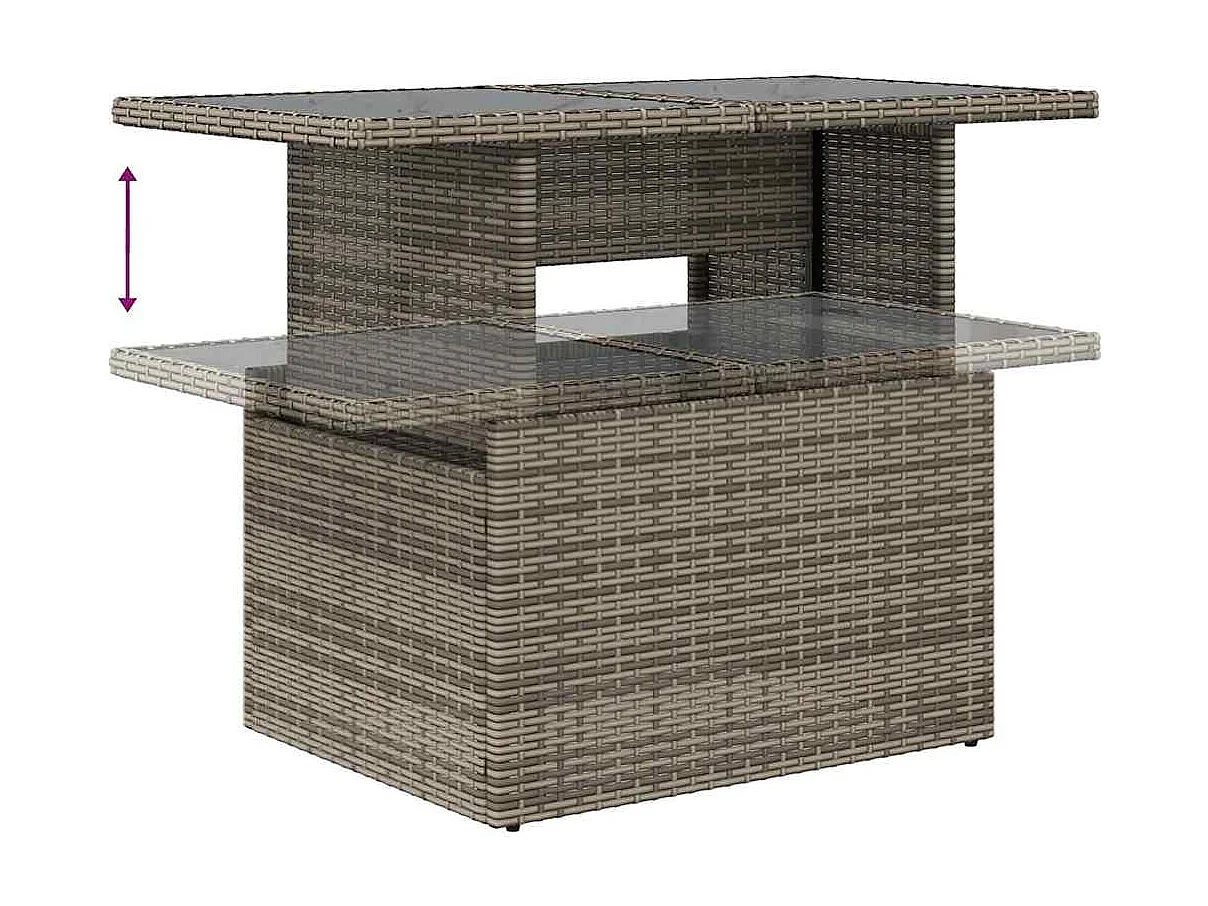 Garden Furniture - 11-tlg. Garten-Sofagarnitur mit Kissen Grau Poly Rattan
